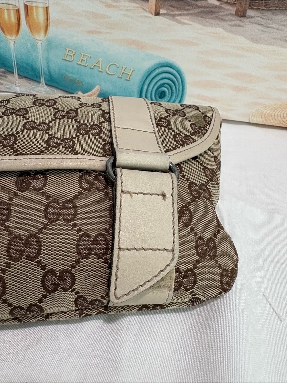 Authentic Gucci GG Canvas Leather Belt Crossbody waist Bag with Dust Cover - Picture 15 of 16